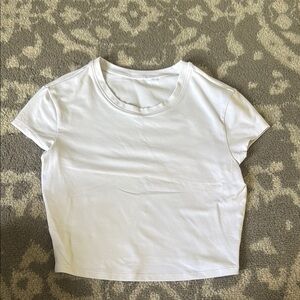 ALO Yoga White Fitted Crop T-Shirt
